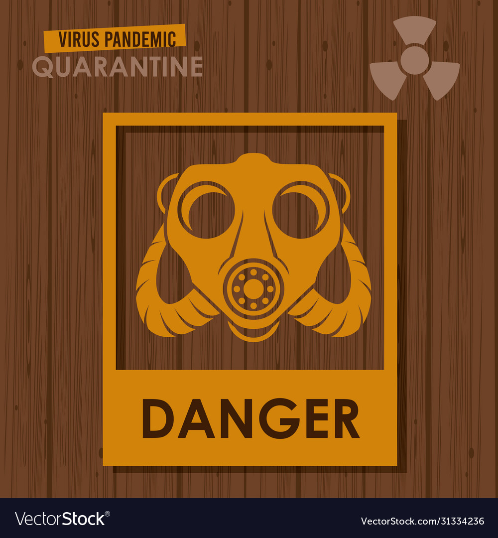 Warning danger virus banner with mask and atomic