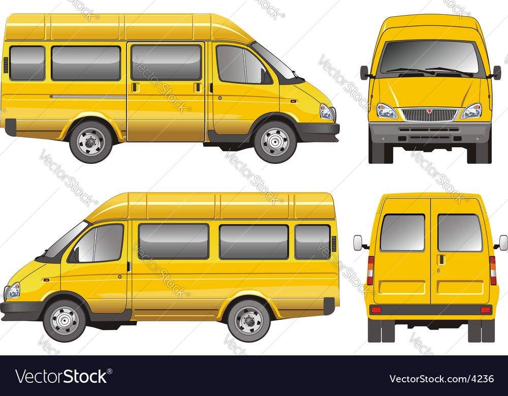 Yellow mini bus Royalty Free Vector Image - VectorStock