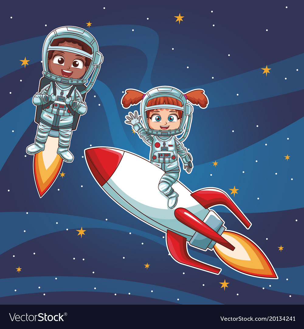 Astronaut kids cartoon Royalty Free Vector Image