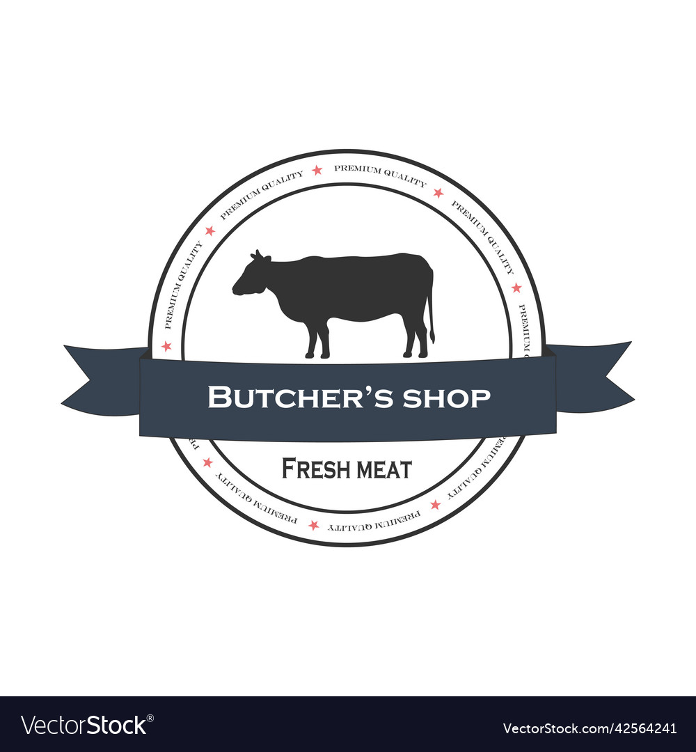 Butcher shop emblem logo template for meat