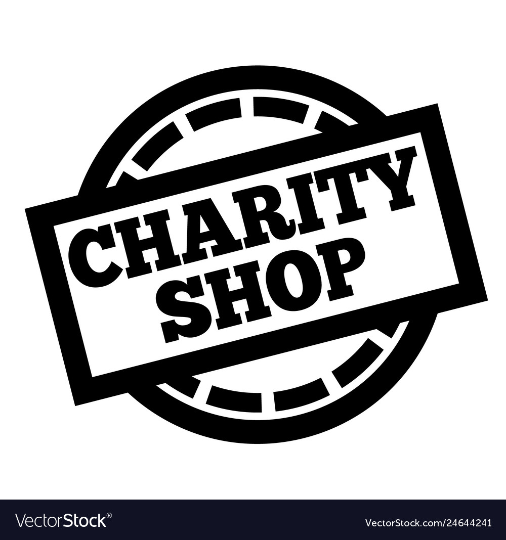 Charity shop stamp on white Royalty Free Vector Image