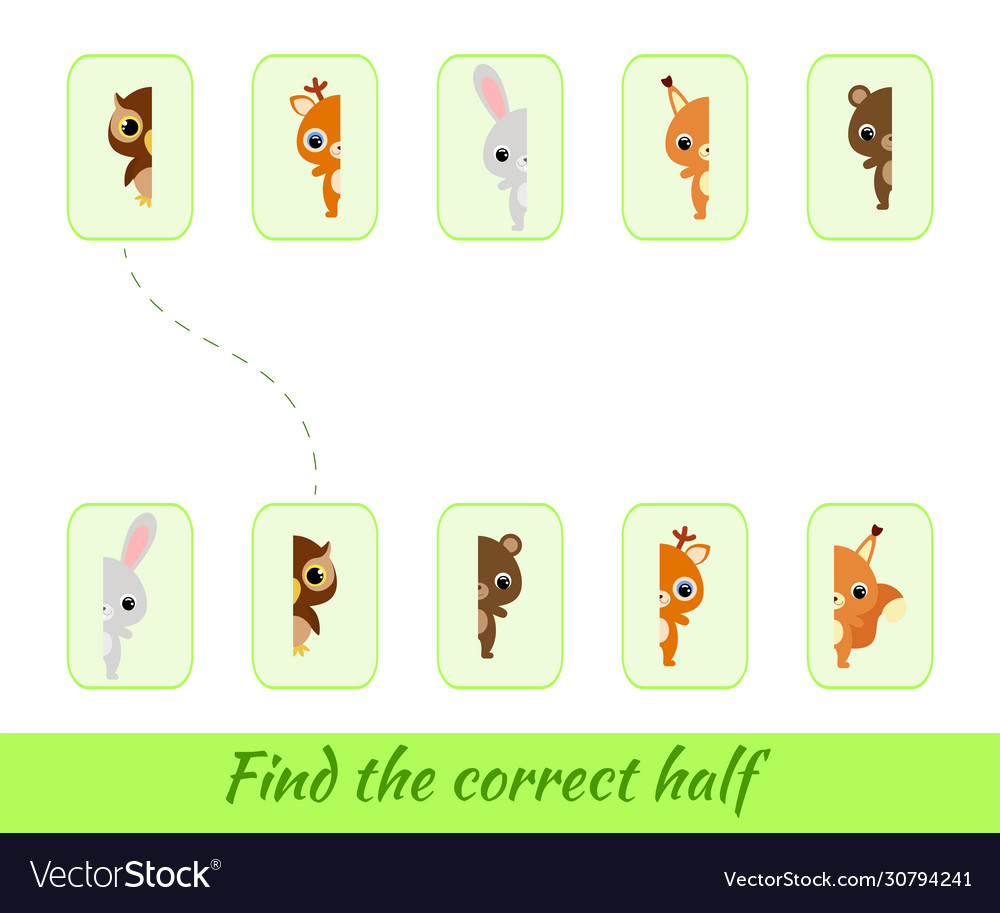 Clip cards game template find correct halves