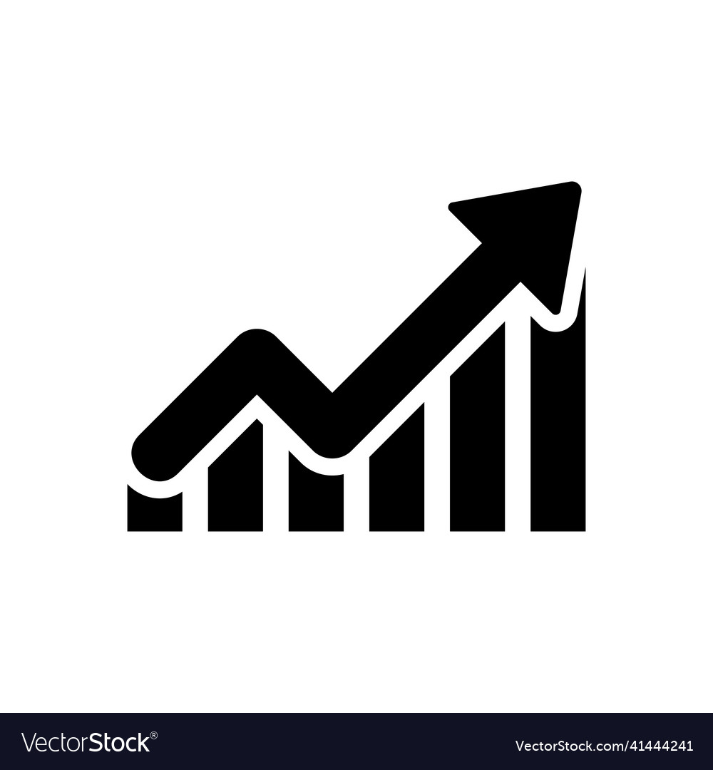 Growth chart icon on white background Royalty Free Vector