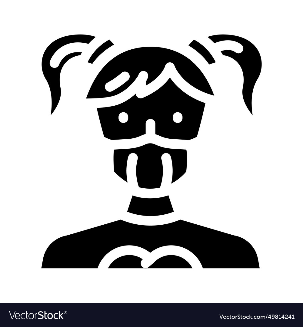 Kid girl medical mask glyph icon Royalty Free Vector Image