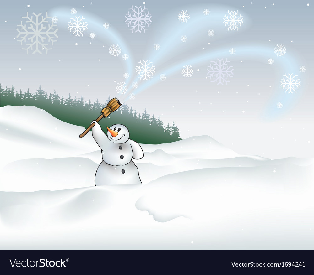 Landscape and snowman