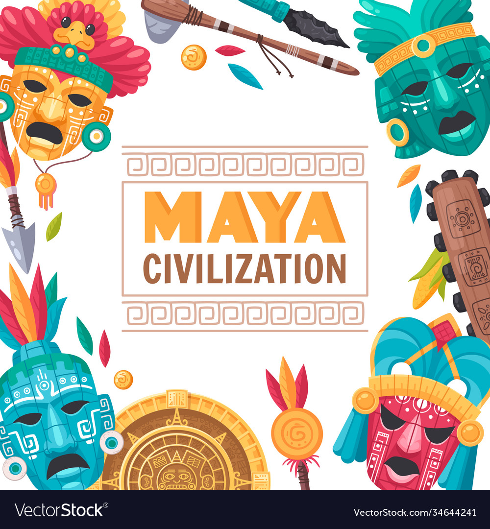 Maya civilization poster Royalty Free Vector Image