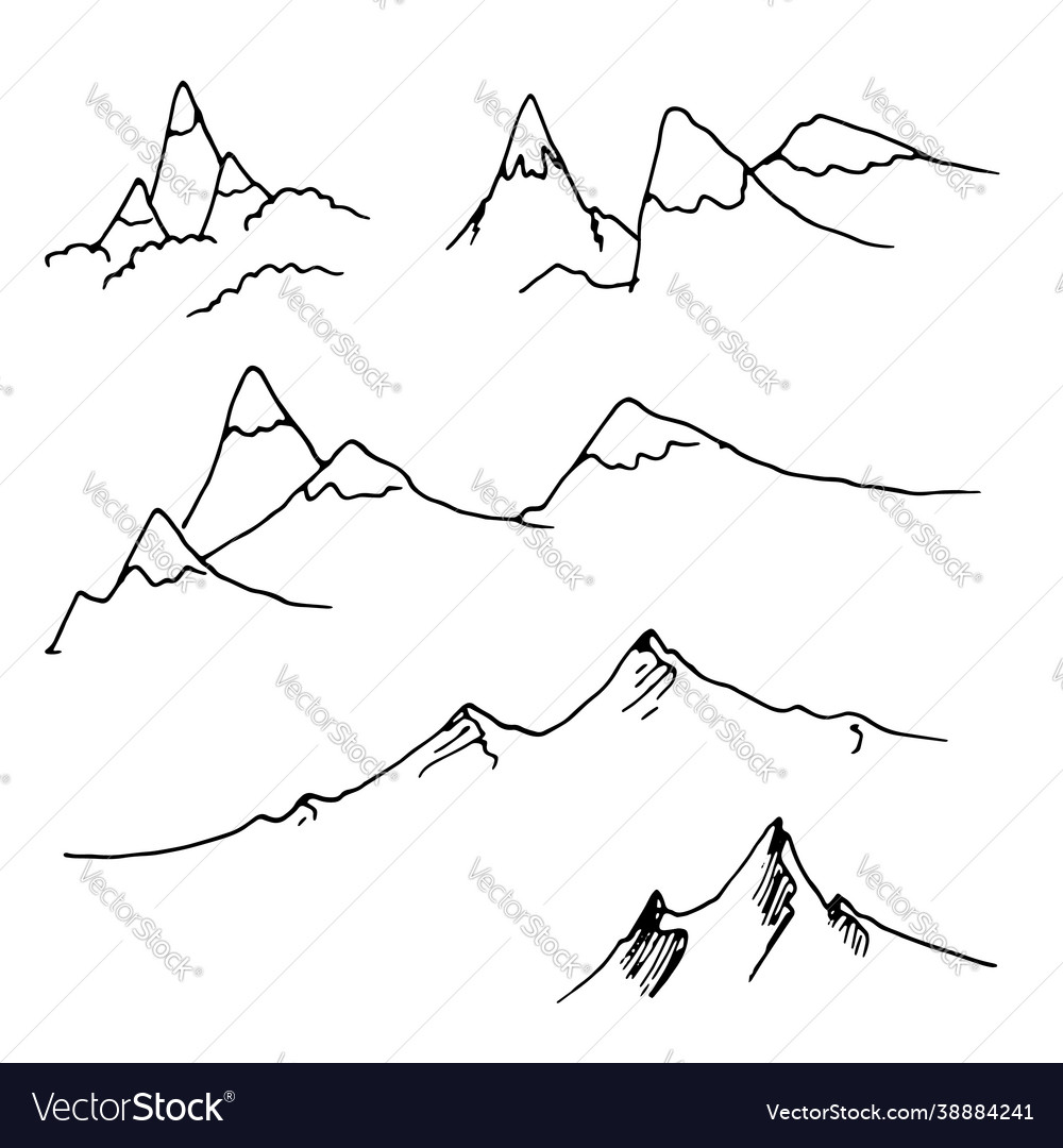 Set isolated elements contour mountains