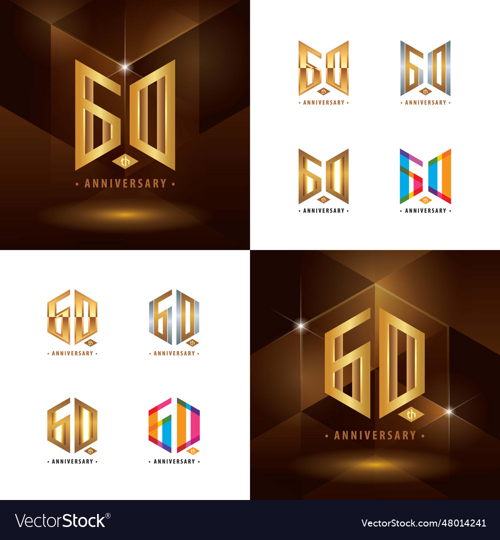 Set of 60th anniversary logotype design sixty