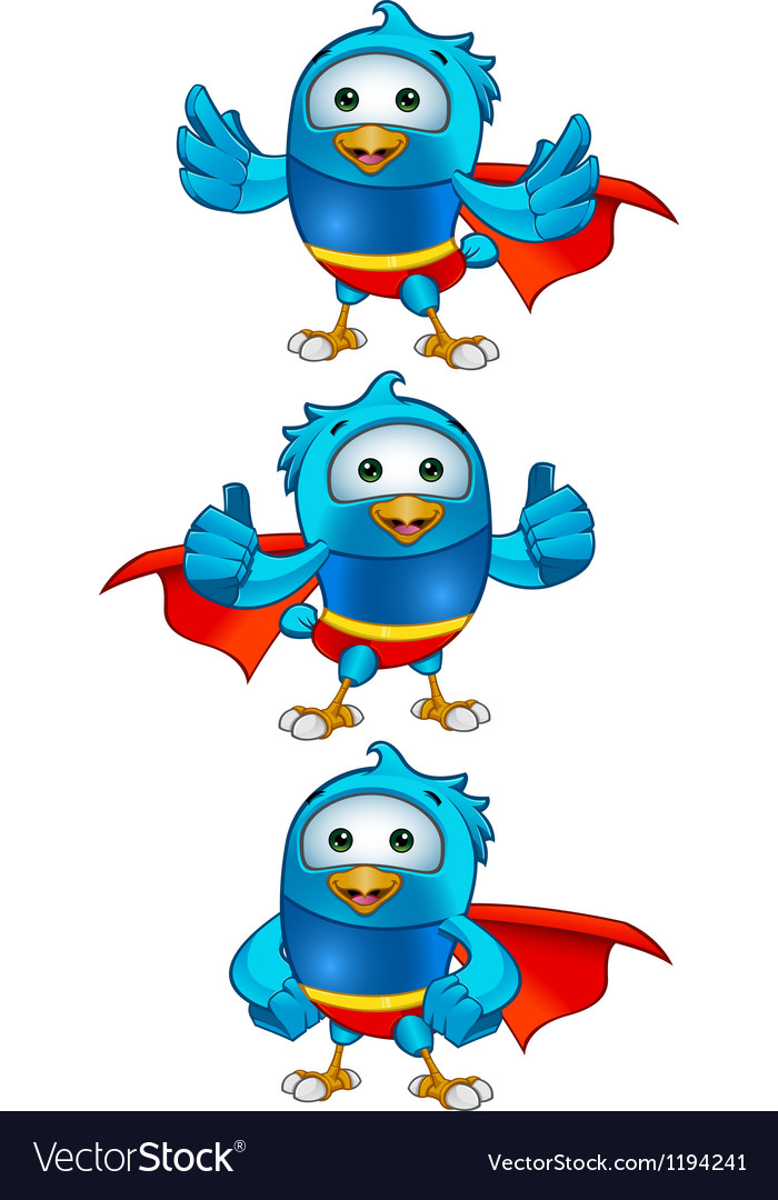 Super blue birds set 2 Royalty Free Vector Image