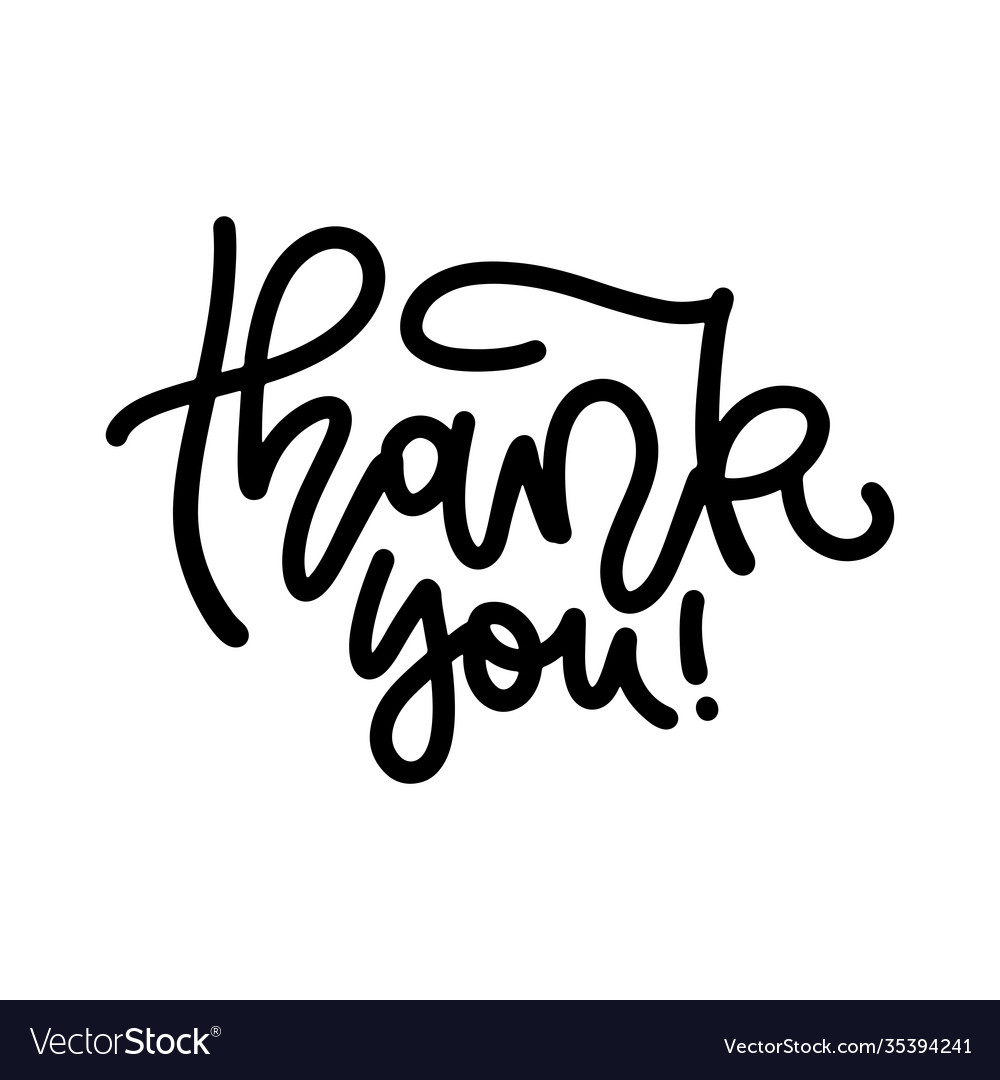 Thank you handwritten linear inscription hand Vector Image