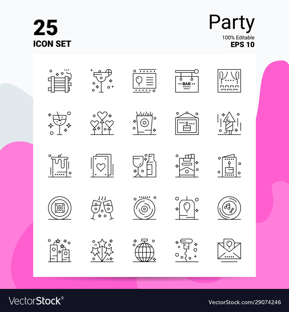 25 party icon set 100 editable eps 10 files