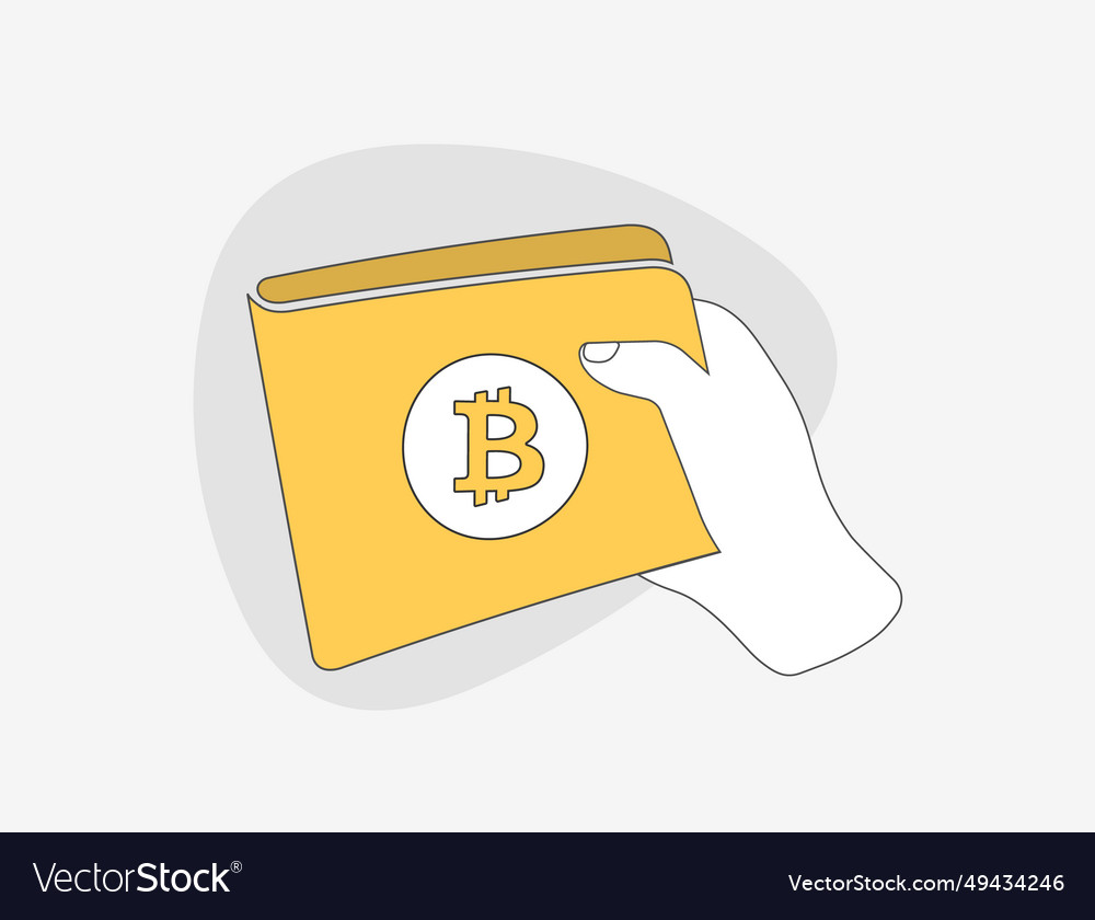 Bitcoin wallet and financial savings hand hold