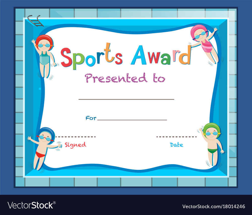 Certificate template with kids swimming Royalty Free Vector With Regard To Free Swimming Certificate Templates