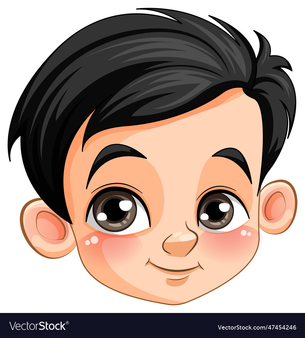 Cute asian cartoon character face Royalty Free Vector Image