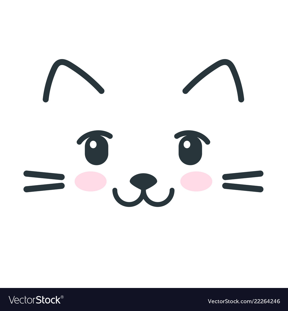 Cute cartoon cat face icon on white background Vector Image