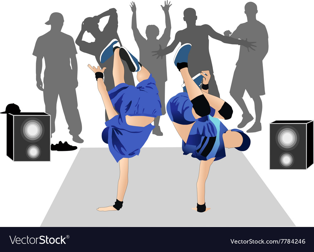 Guys dancers breakdance street Royalty Free Vector Image