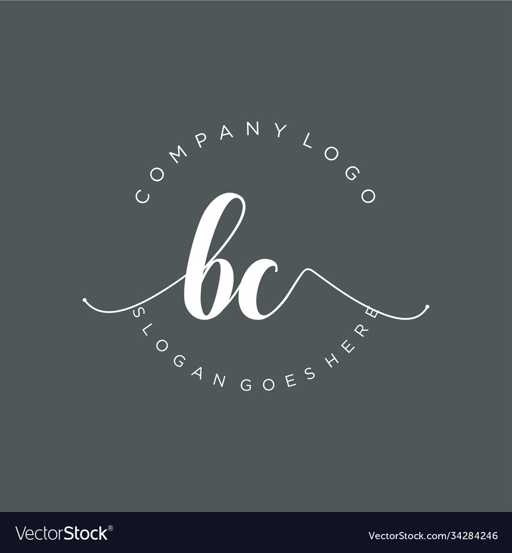 Initial bc handwriting logo with circle template