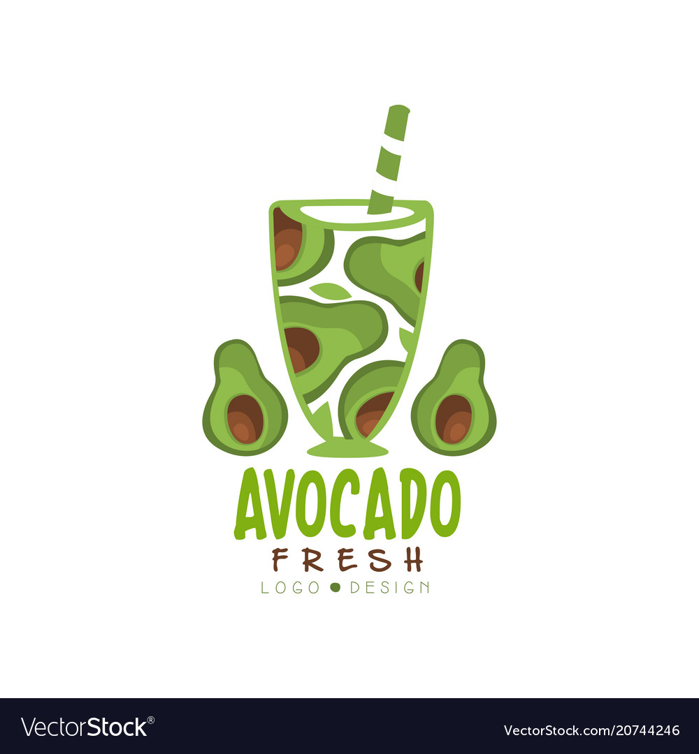 Logo with halves of green avocado in glass