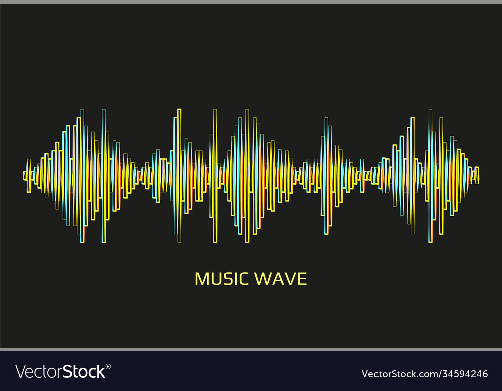 Modern neon music wave frequency logo digital