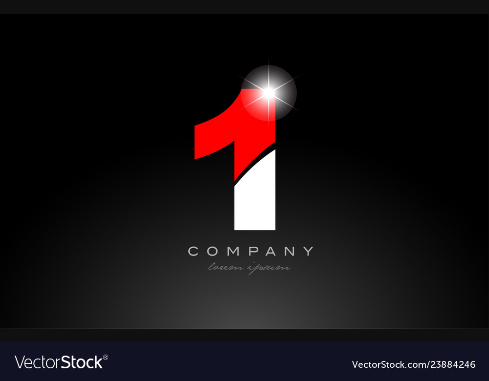 Red white color number 1 for logo icon design Vector Image