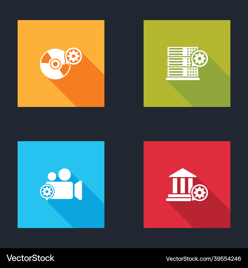 Set cd or dvd disk setting server video camera Vector Image