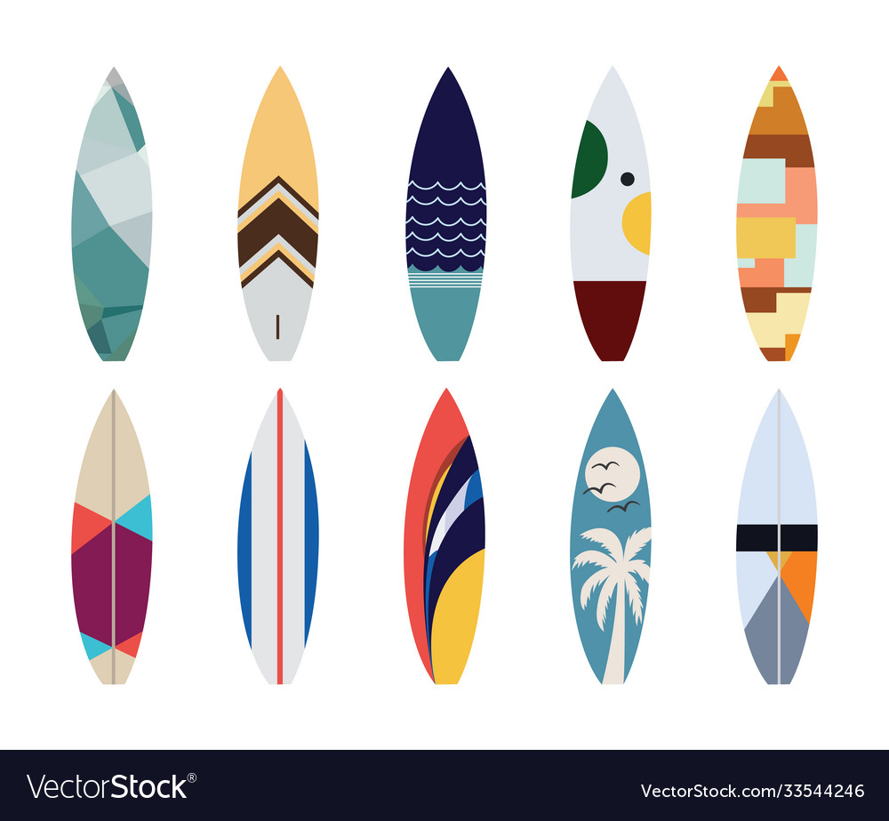 Set surfboard designs isolated