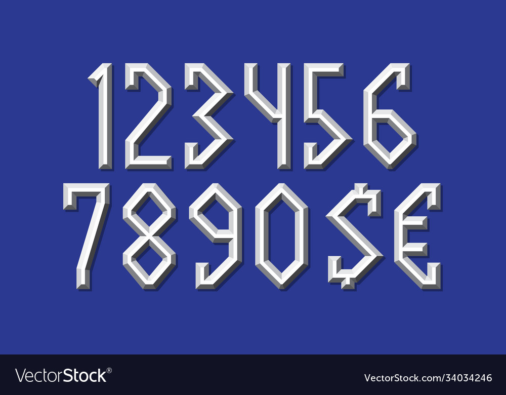 Volumetric metallic numbers and currency signs Vector Image