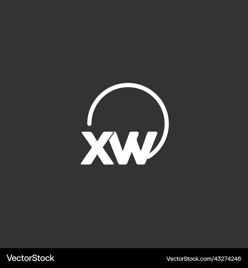 Xw initial logo with rounded circle Royalty Free Vector