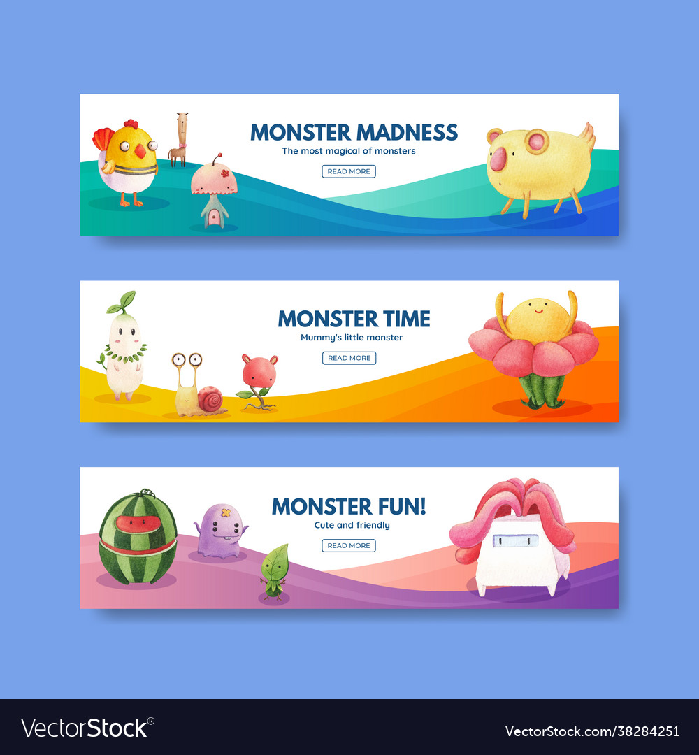 Banner template with monster concept design Vector Image