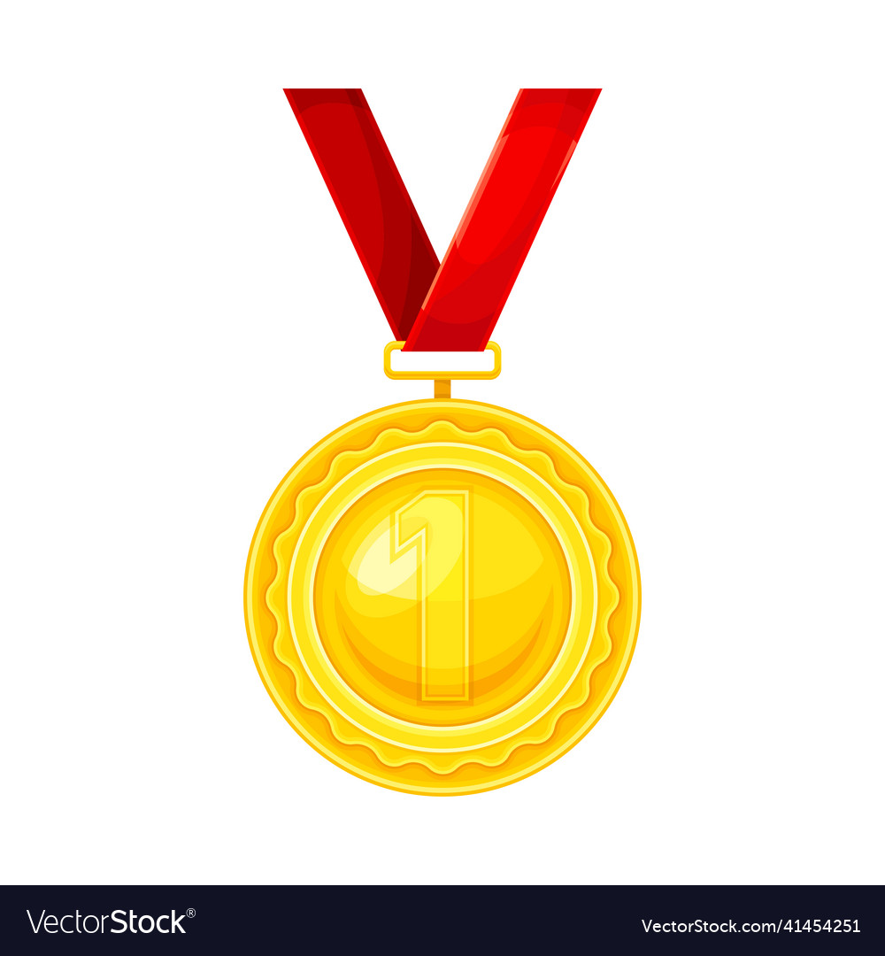 Golden award or distinction with red ribbon