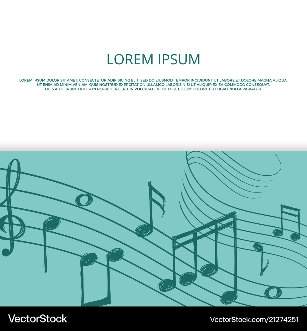 Hand Drawn Music Wave With Notes Banner Royalty Free Vector