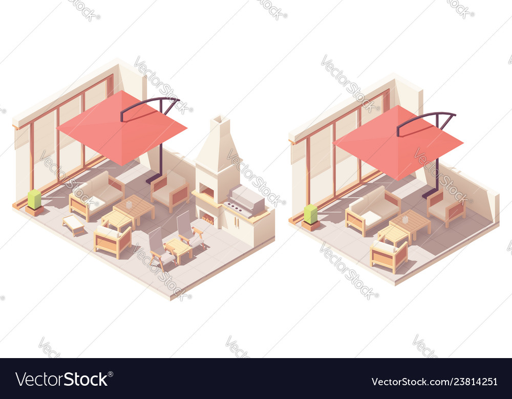 Isometric Patio With Barbecue Grill Royalty Free Vector