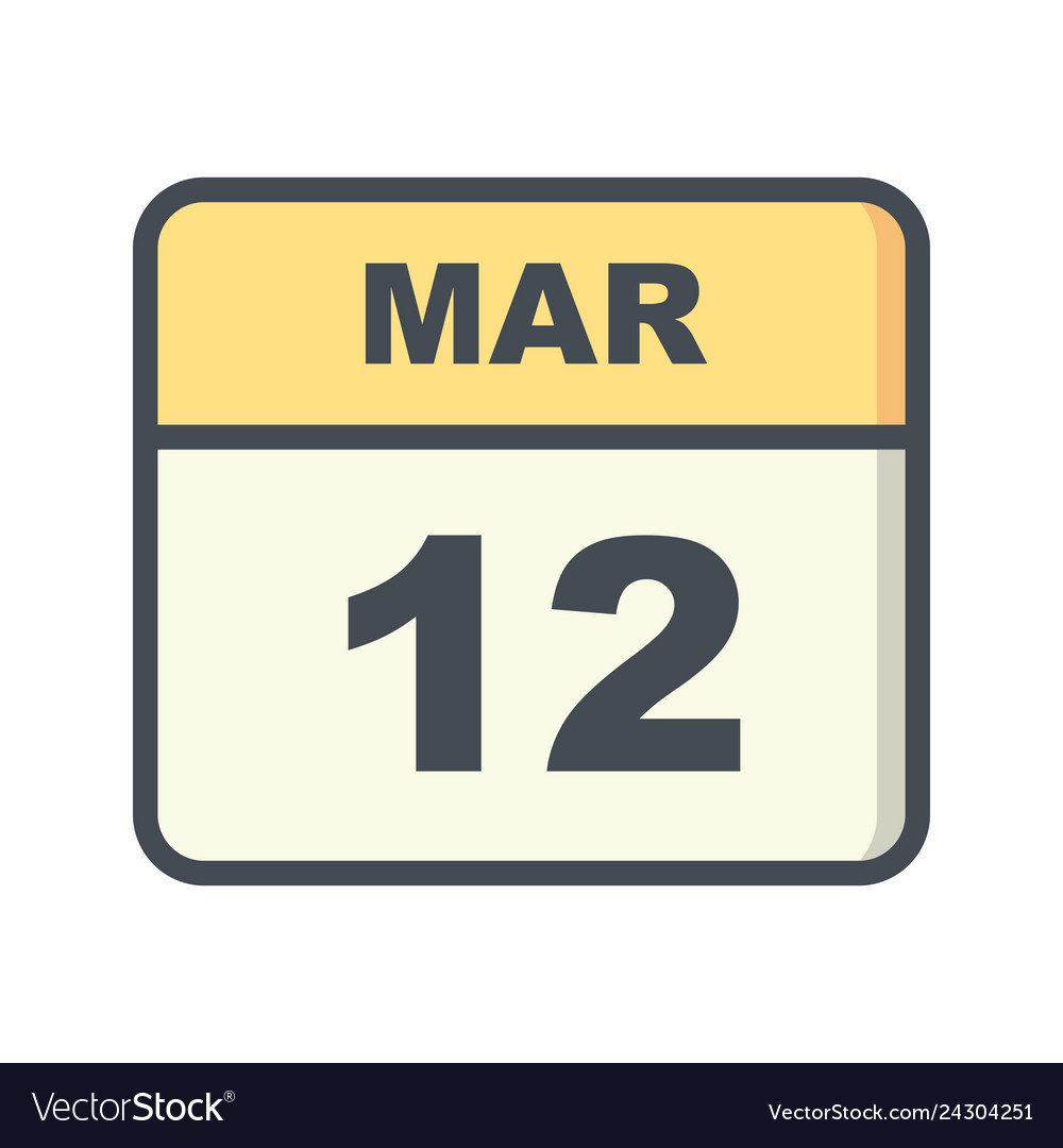 March 12th date on a single day calendar