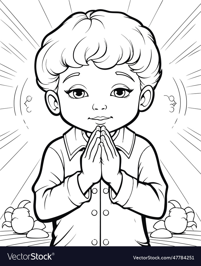 Praying kid Royalty Free Vector Image - VectorStock