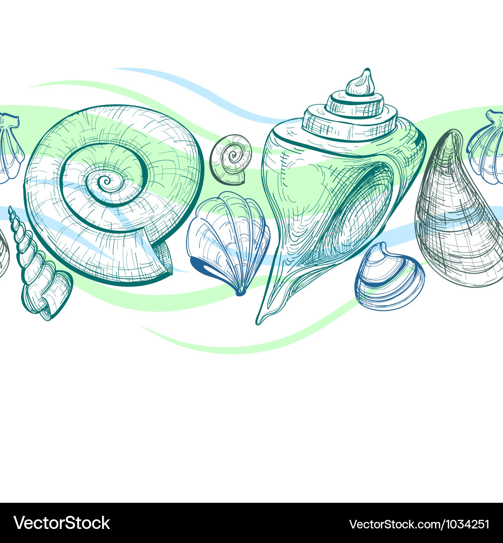 Sea shells seamless pattern Royalty Free Vector Image
