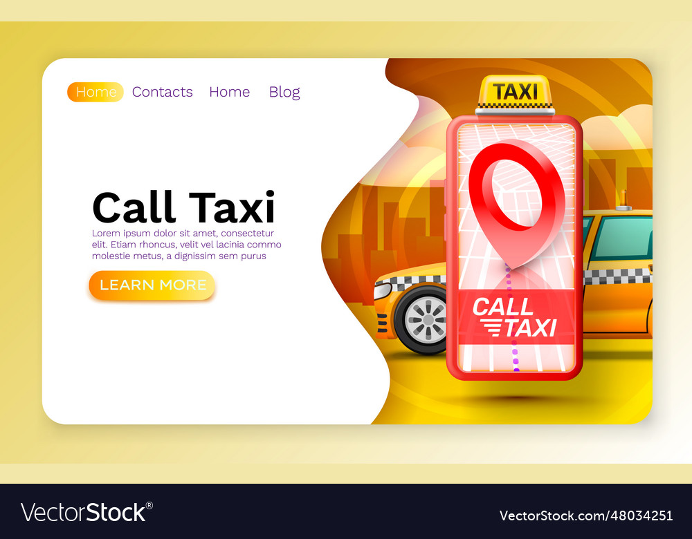 Smartphone call taxi banner concept place