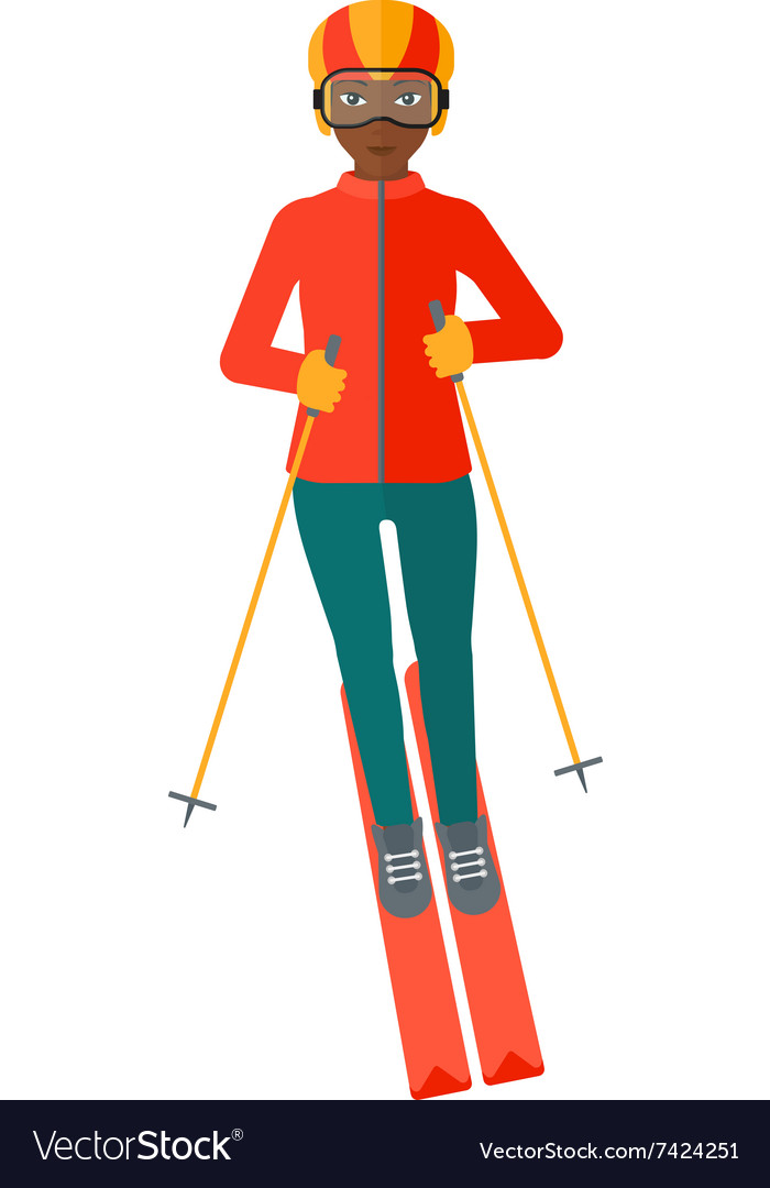 Young woman skiing Royalty Free Vector Image - VectorStock