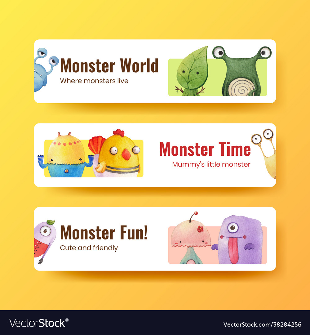 Banner template with monster concept design Vector Image