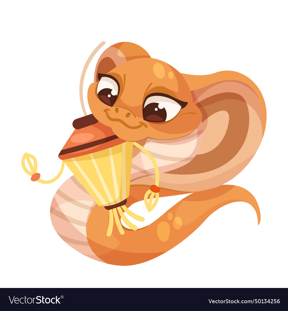 Cartoon cute smiles cobra snake isolated on white