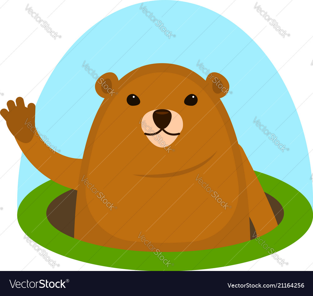 Cute groundhog icon flat style Royalty Free Vector Image