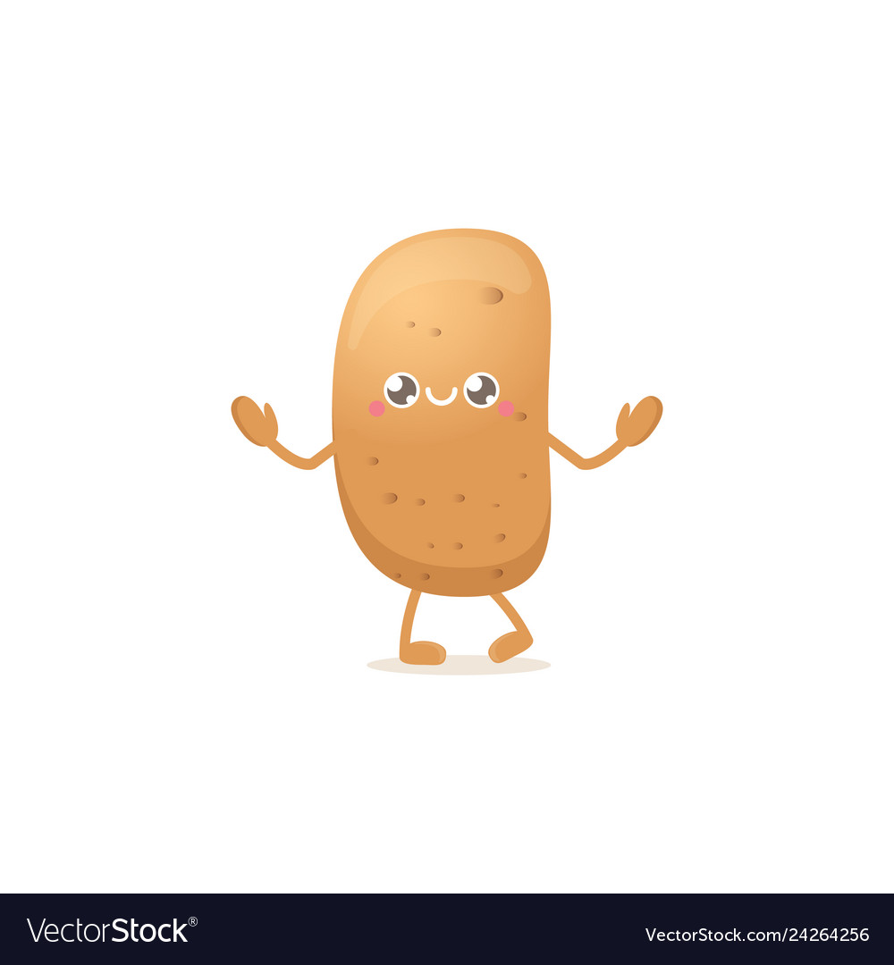 Funny cartoon cute smiling tiny potato Royalty Free Vector