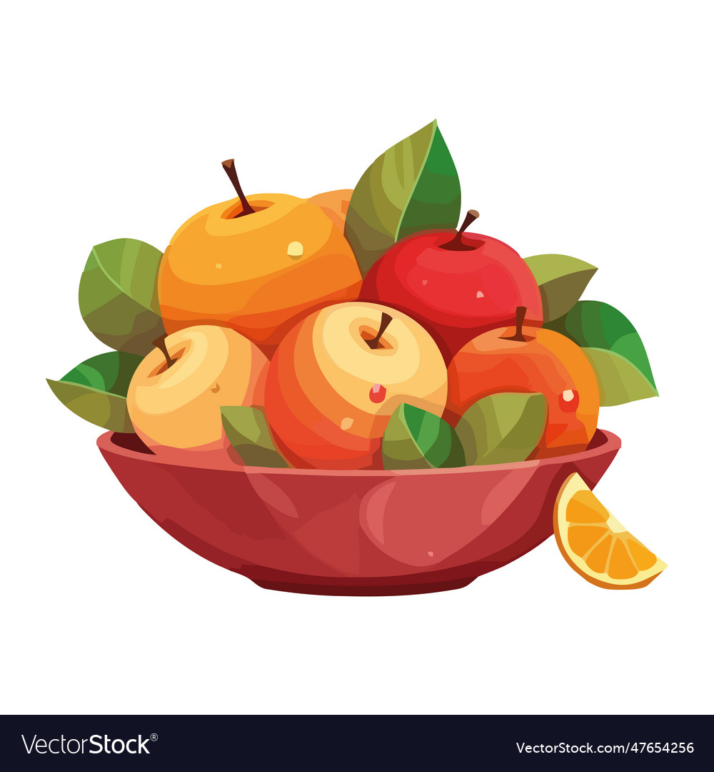 Juicy organic fruits bowl ripe and fresh Vector Image