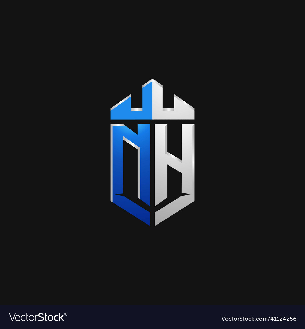 N h initials shield logo monogram designs modern