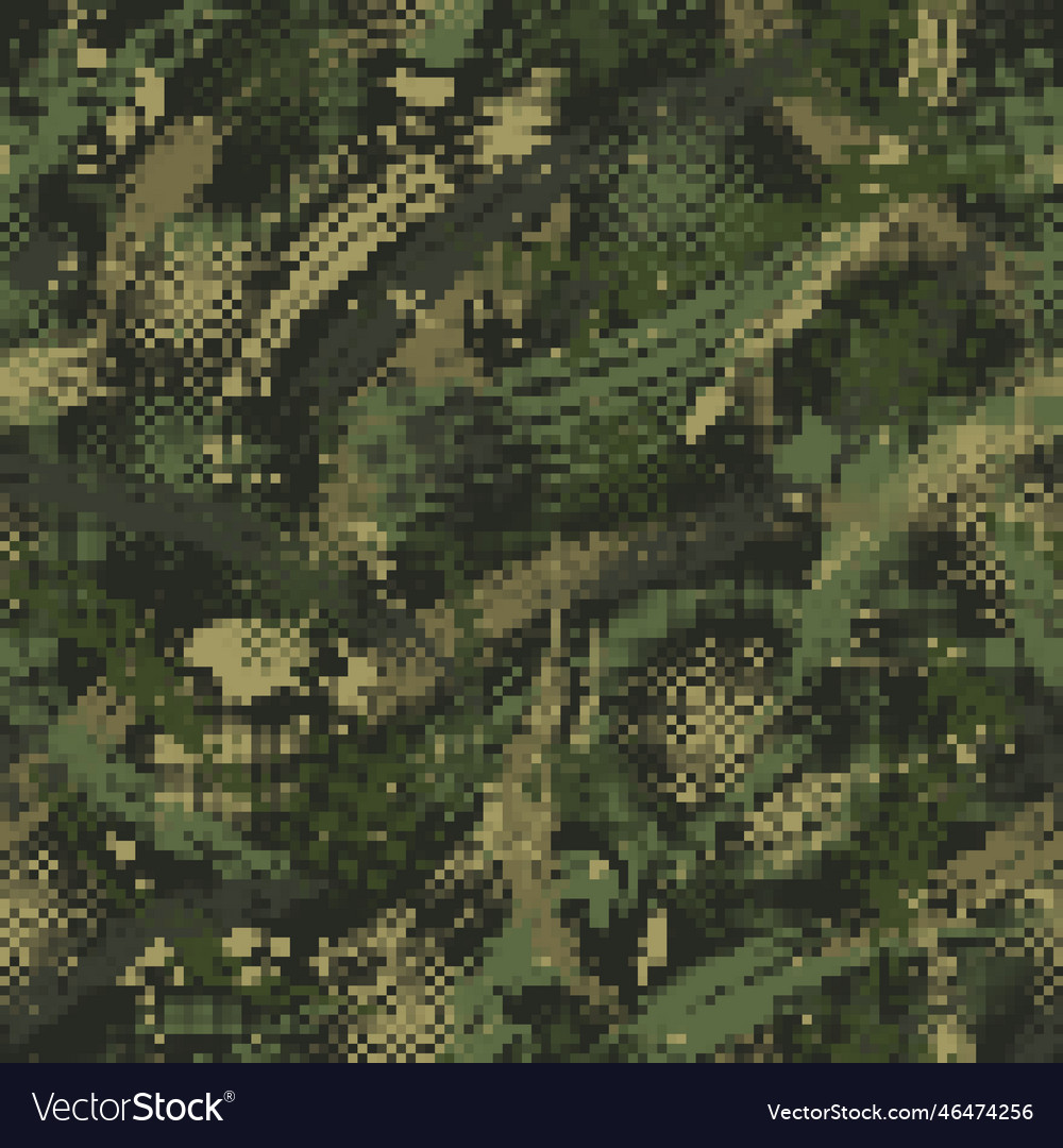 Pixelated abstract green camouflage pattern Vector Image
