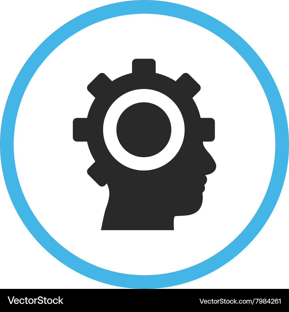 Cyborg gear flat rounded icon Royalty Free Vector Image