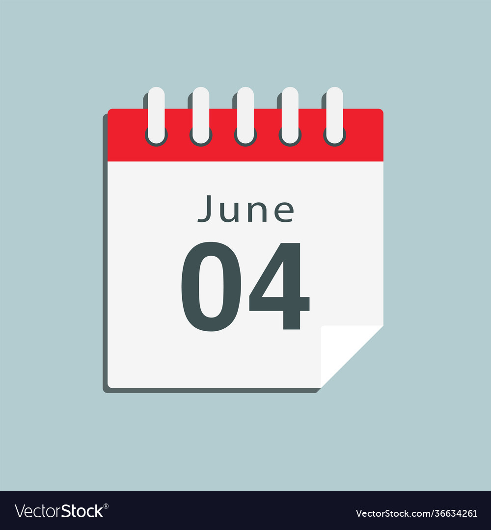 Icon day date 4 june template calendar page Vector Image
