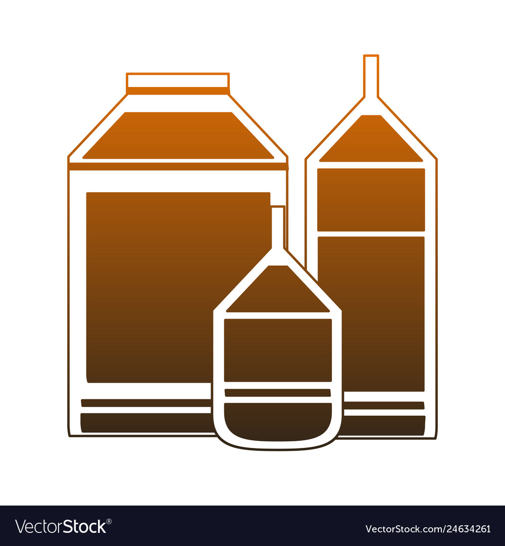 Milk bottle and boxes orange lines