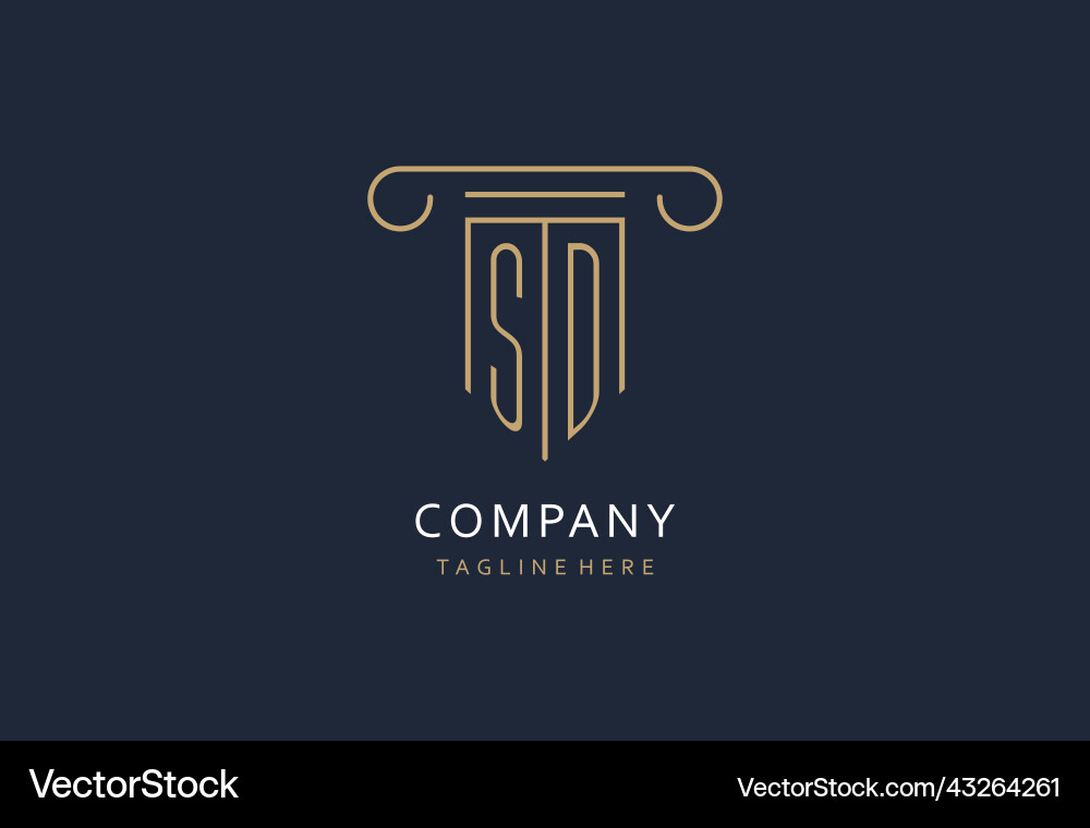 Sd initial with pillar shape logo design creative Vector Image