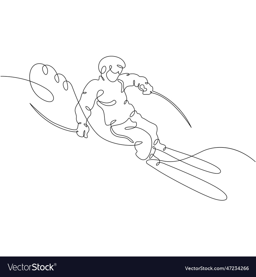 Alpine skier rides along a snowy slope Royalty Free Vector