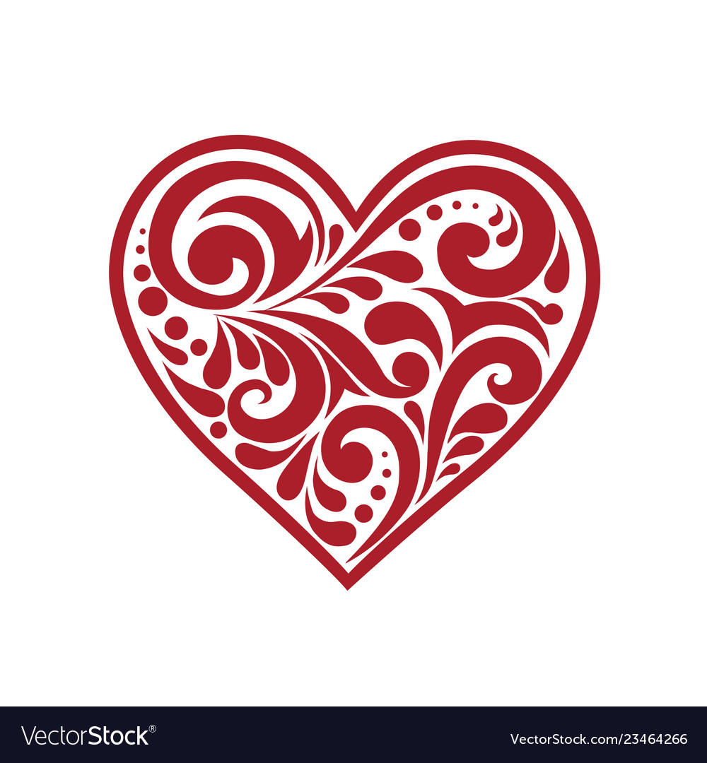 Beautiful heart with a pattern Royalty Free Vector Image